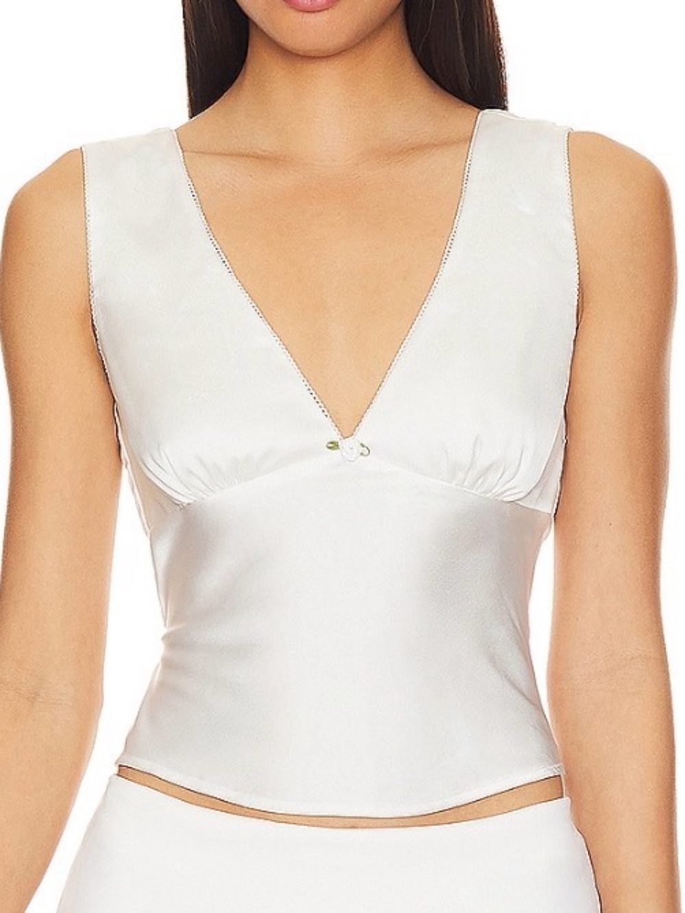 NIA Celia White Satin Top